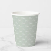 Gobelets En Papier Nom Customisé Sage Green White Script (Recto)