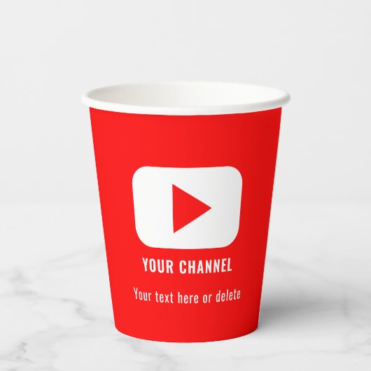 Gobelets En Papier Nom de chaîne Youtube Personnalisé Rouge (Verso)