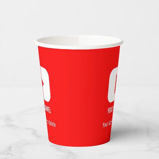 Gobelets En Papier Nom de chaîne Youtube Personnalisé Rouge (Gauche)