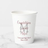 Gobelets En Papier Nom de la partie de diplôme Monogramme gris Bourgo (Verso)