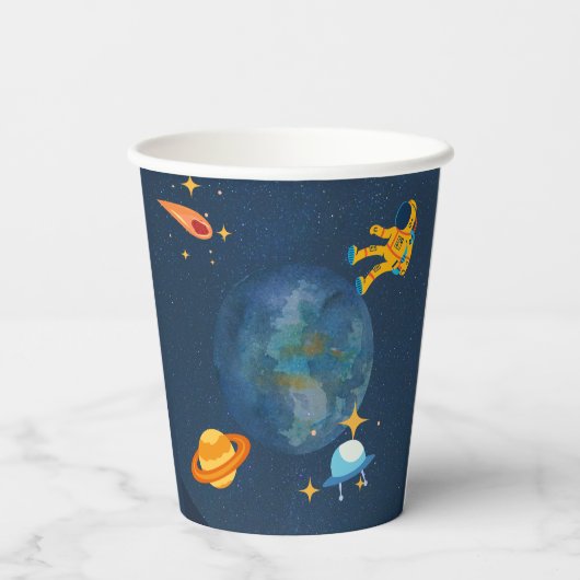 Gobelets En Papier Nom de l'espace extra-atmosphérique astronaute (Verso)