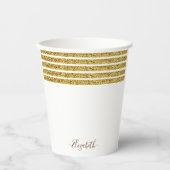 Gobelets En Papier Nom de monogramme pailleté or élégant (Recto)