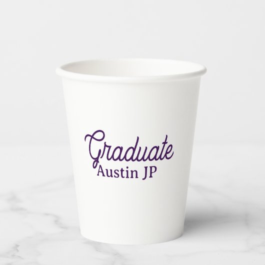 Gobelets En Papier nom de remise de diplôme violet simple minimal sty (Recto)