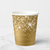 Gobelets En Papier Nom de script glamour doré scintillant (Verso)