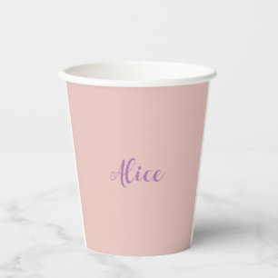 Gobelets En Papier Nom de script manuscrit minimaliste Rose Gold