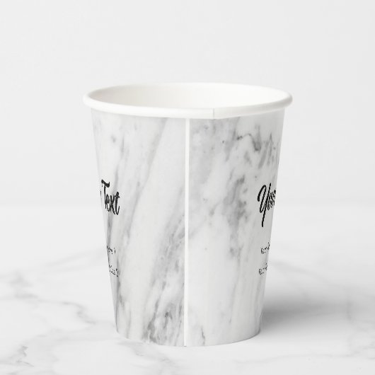 Gobelets En Papier Nom d'entreprise Marbre blanc professionnel modern (Droite)