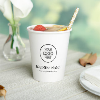 Gobelets En Papier Nom d'entreprise personnalisé avec logo et code QR