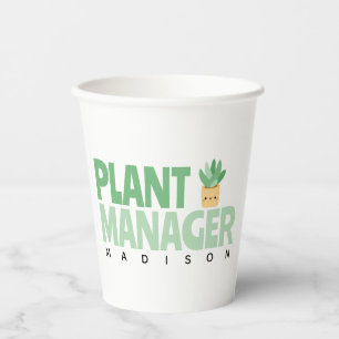 Gobelets En Papier Nom du gestionnaire du Plante personnalisé Cactus