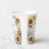 Gobelets En Papier Nom du monogramme pasterose de tournesol floral (Gauche)