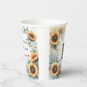 Gobelets En Papier Nom du monogramme pasterose de tournesol floral (Droite)