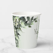 Gobelets En Papier Nom du monogramme Vert Floral Eucalyptus Feuilles (Recto)
