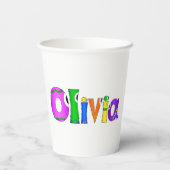 Gobelets En Papier Nom du personnage de dessin "Olivia" (Verso)