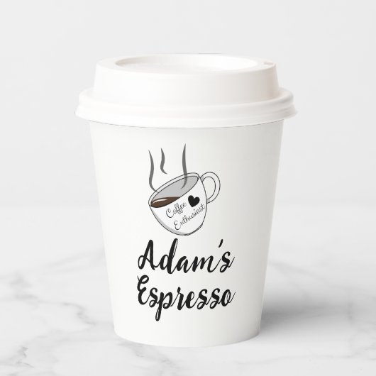 Gobelets En Papier Nom et devis personnalisés, café expresso (Recto)