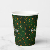 Gobelets En Papier Nom, Happy Halloween Crescent Moons Motif (Droite)