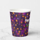 Gobelets En Papier Nom, Happy Halloween Smiling Citrouilles Bokeh 8oz (Droite)