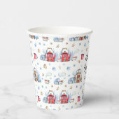 Gobelets En Papier Nom, Joyeux Noël Teapot Maisons 8oz (Droite)