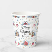 Gobelets En Papier Nom, Joyeux Noël Teapot Maisons 8oz (Recto)
