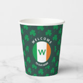 Gobelets En Papier Nom moderne Monogram Irish Flag Shamrock (Verso)