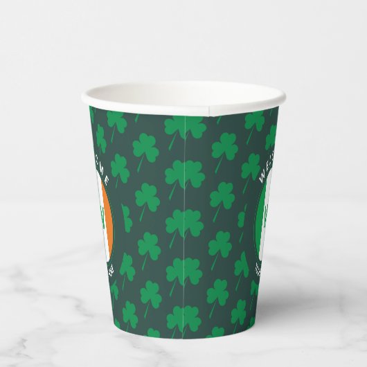 Gobelets En Papier Nom moderne Monogram Irish Flag Shamrock (Droite)