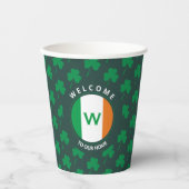 Gobelets En Papier Nom moderne Monogram Irish Flag Shamrock (Recto)
