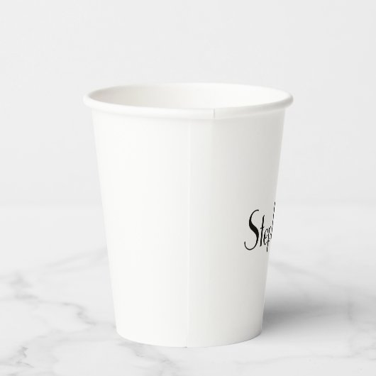 Gobelets En Papier Nom Monogram Modèle Noir Blanc Cuit Personnalisé (Droite)