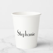 Gobelets En Papier Nom Monogram Modèle Noir Blanc Cuit Personnalisé (Recto)