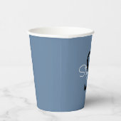 Gobelets En Papier Nom Monogramme Bleu (Droite)