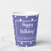 Gobelets En Papier Nom Periwinkle Pois moderne Anniversaire (Verso)