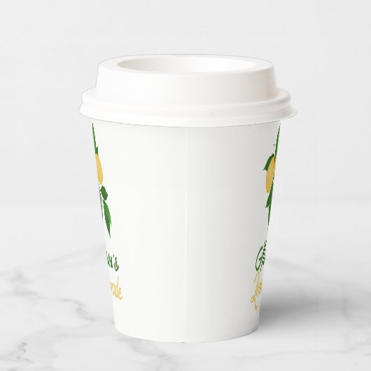 Gobelets En Papier Nom personnalisé Joli jaune vert Été Lemonade (Droite)