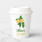 Gobelets En Papier Nom personnalisé Joli jaune vert Été Lemonade (Recto)