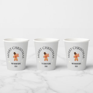 Gobelets En Papier Nom personnalisé Joyeux Noël pain d'épices homme g