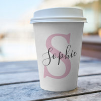 Nom personnalisé moderne Monogramme rose