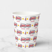 Gobelets En Papier Nom personnalisé Red Fire truck Party (Droite)