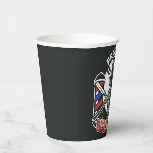Gobelets En Papier Nom personnalisé Retro Barber Shop Pole Barbier (Droite)