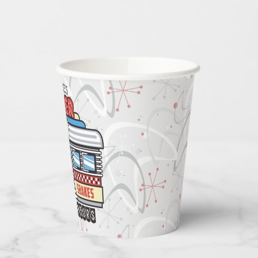 Gobelets En Papier NOM Personnalisé Retro les années 50 Diner Signé C (Gauche)