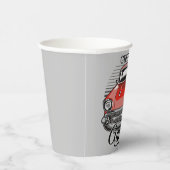 Gobelets En Papier NOM personnalisé Retro Red Classic Car Garage (Droite)