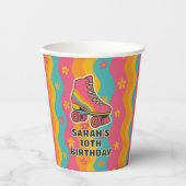 Gobelets En Papier Nom personnalisé Roller Skating Girl Anniversaire (Recto)