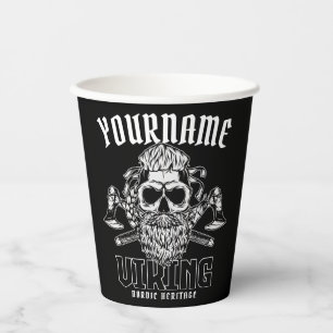 Gobelets En Papier NOM personnalisé Viking Nordic Warrior Heritage