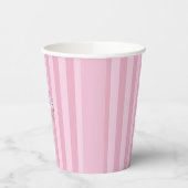 Gobelets En Papier Nom Script Vintage Rayure Rose (Gauche)