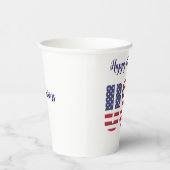 Gobelets En Papier Nom, USA Drapeau Stencil Happy 4th 8oz or 12oz Par (Droite)