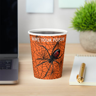 Gobelets En Papier Nommez votre poison Black Widow Spider Halloween W
