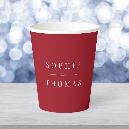 Gobelets En Papier Noms de couple moderne classique modifiables