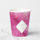 Gobelets En Papier Noms de l'aquarelle du mariage Fuchsia ID954 (Recto)