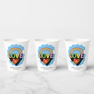 Gobelets En Papier Noms personnalisés / Texte "L'amour est amour"