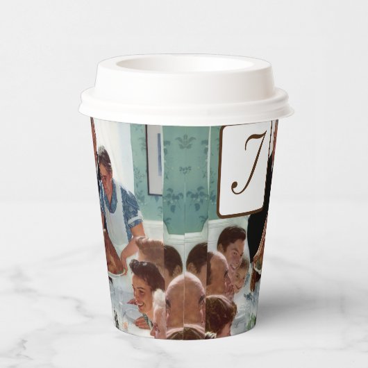 Gobelets En Papier Norman Rockwell Monogramme Thanksgiving (Droite)