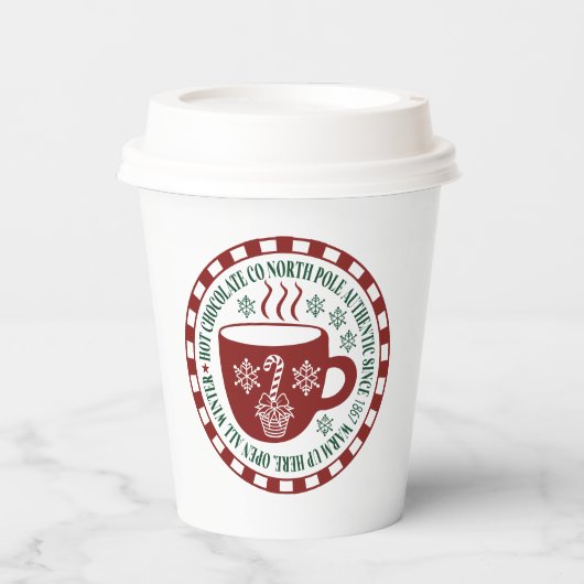 Gobelets En Papier North Pôle chocolat chaud entreprise Noël (Recto)