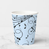 Gobelets En Papier Notes de musique fantaisie Bleu (Verso)