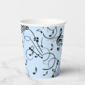 Gobelets En Papier Notes de musique fantaisie Bleu (Droite)