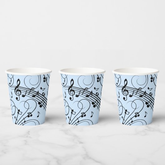 Gobelets En Papier Notes de musique fantaisie Bleu (Multi)