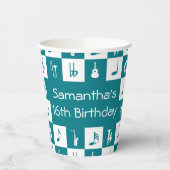 Gobelets En Papier Notes et instruments de musique turquoise et blanc (Gauche)